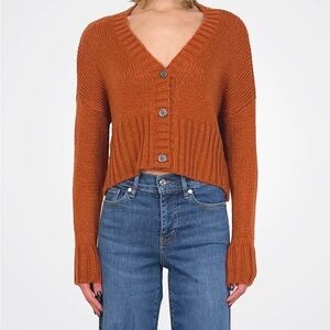 WOODEN SHIPS Jac Cropped Knit Cardigan Rust Mohair/Wool
